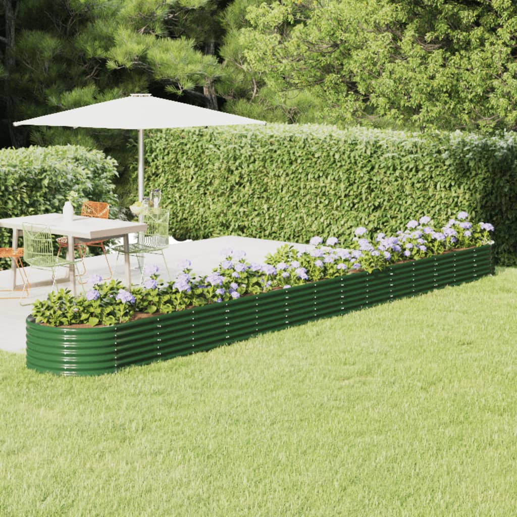 Raised bed powder-coated steel 620x80x36 cm green