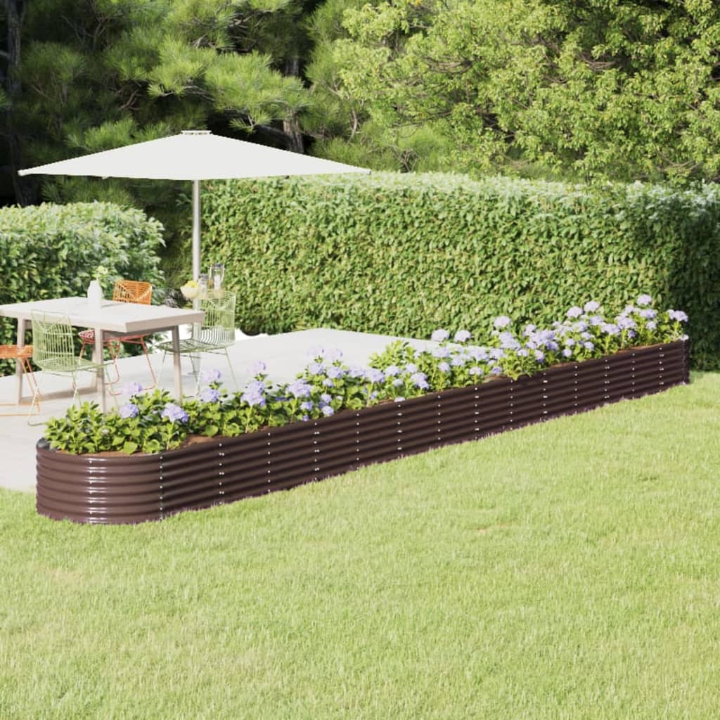 Raised bed powder-coated steel 620x80x36 cm brown