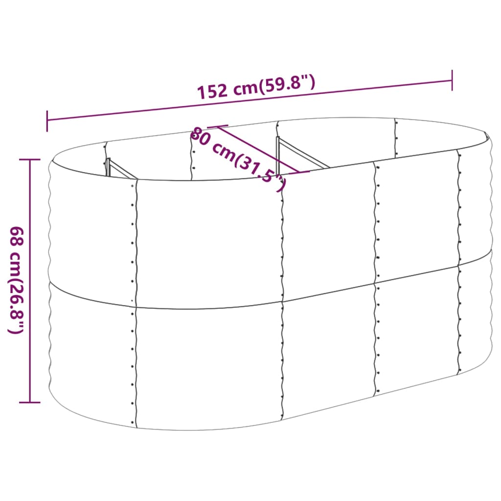 Hochbeet Verzinkter Stahl 152x80x68 cm Grau