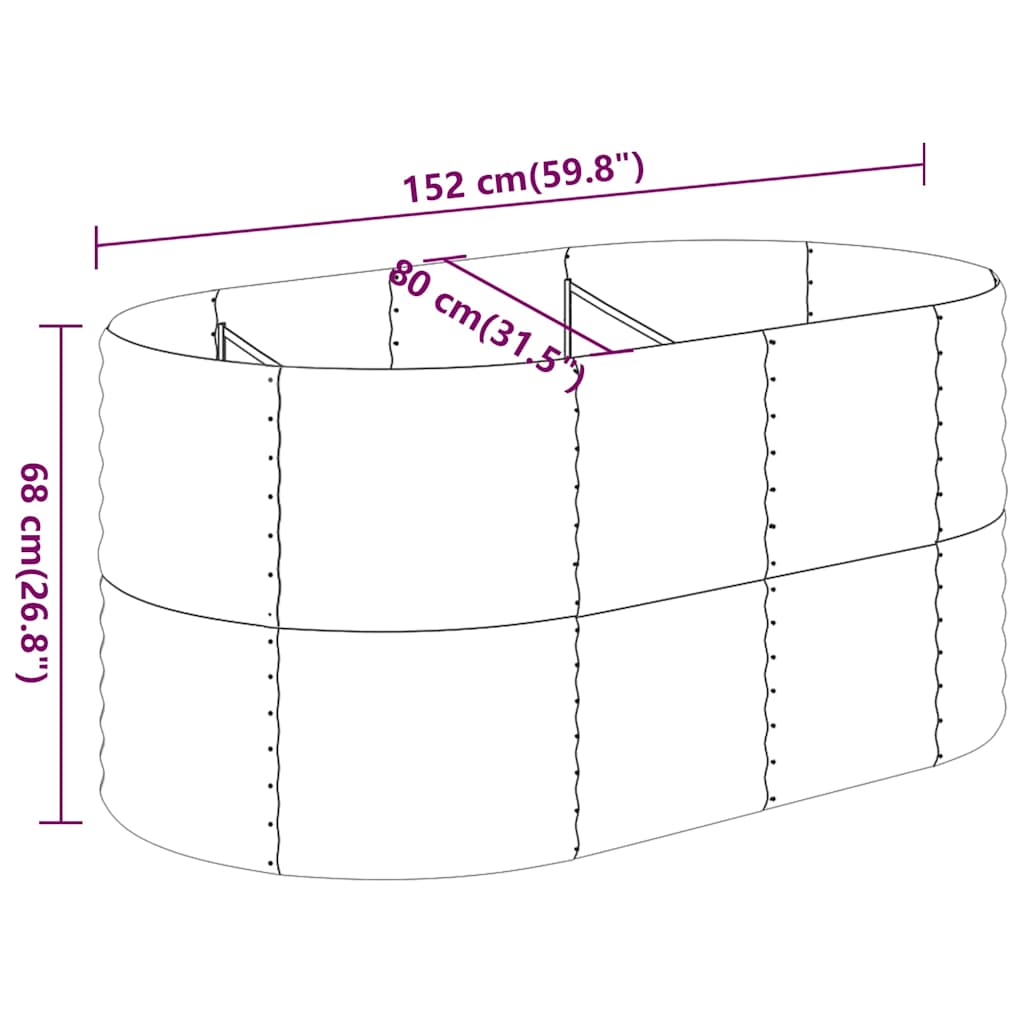 Hochbeet Verzinkter Stahl 152x80x68 cm Silbern