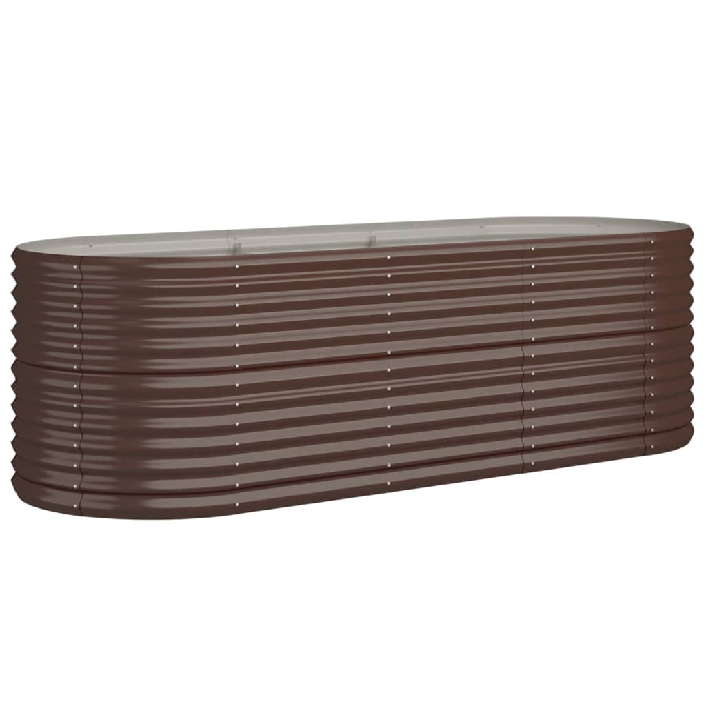 Raised bed powder-coated steel 224x80x68 cm brown