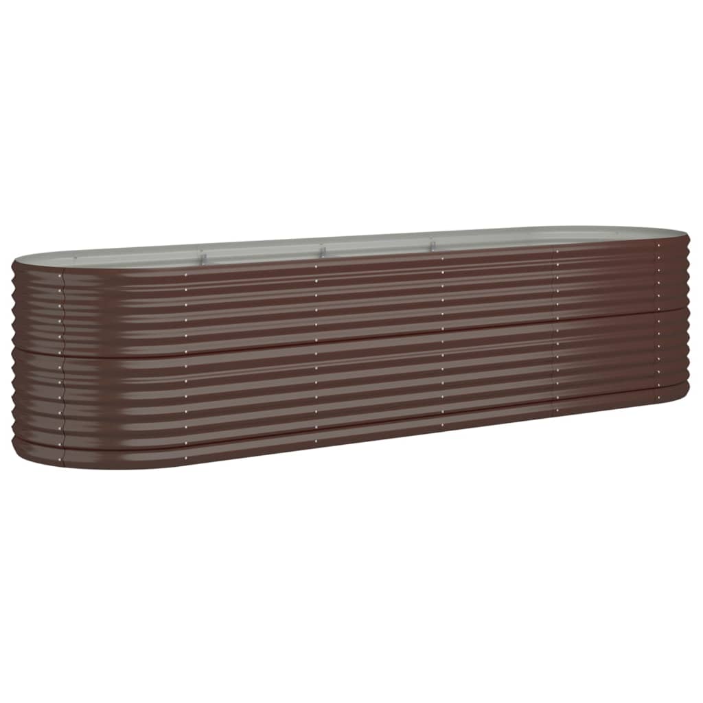 Raised bed powder-coated steel 296x80x68 cm brown