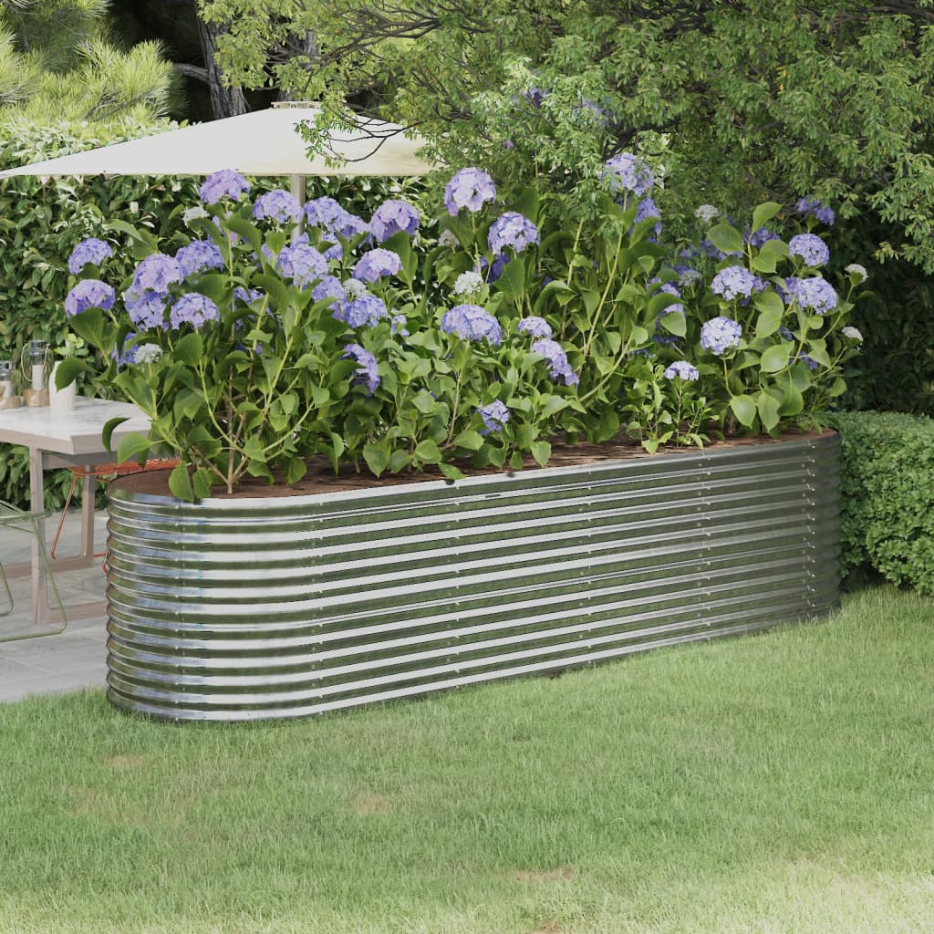 Jardinière surélevée en acier thermolaqué 296x80x68 cm argent
