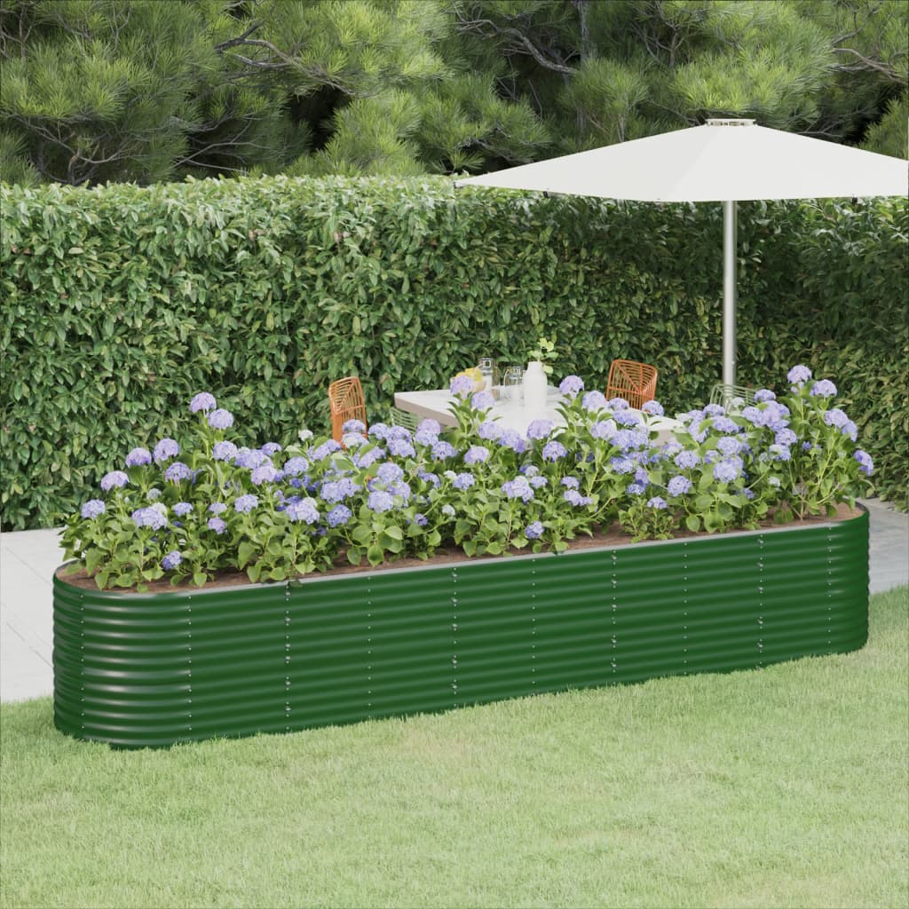Raised bed powder-coated steel 368x80x68 cm green