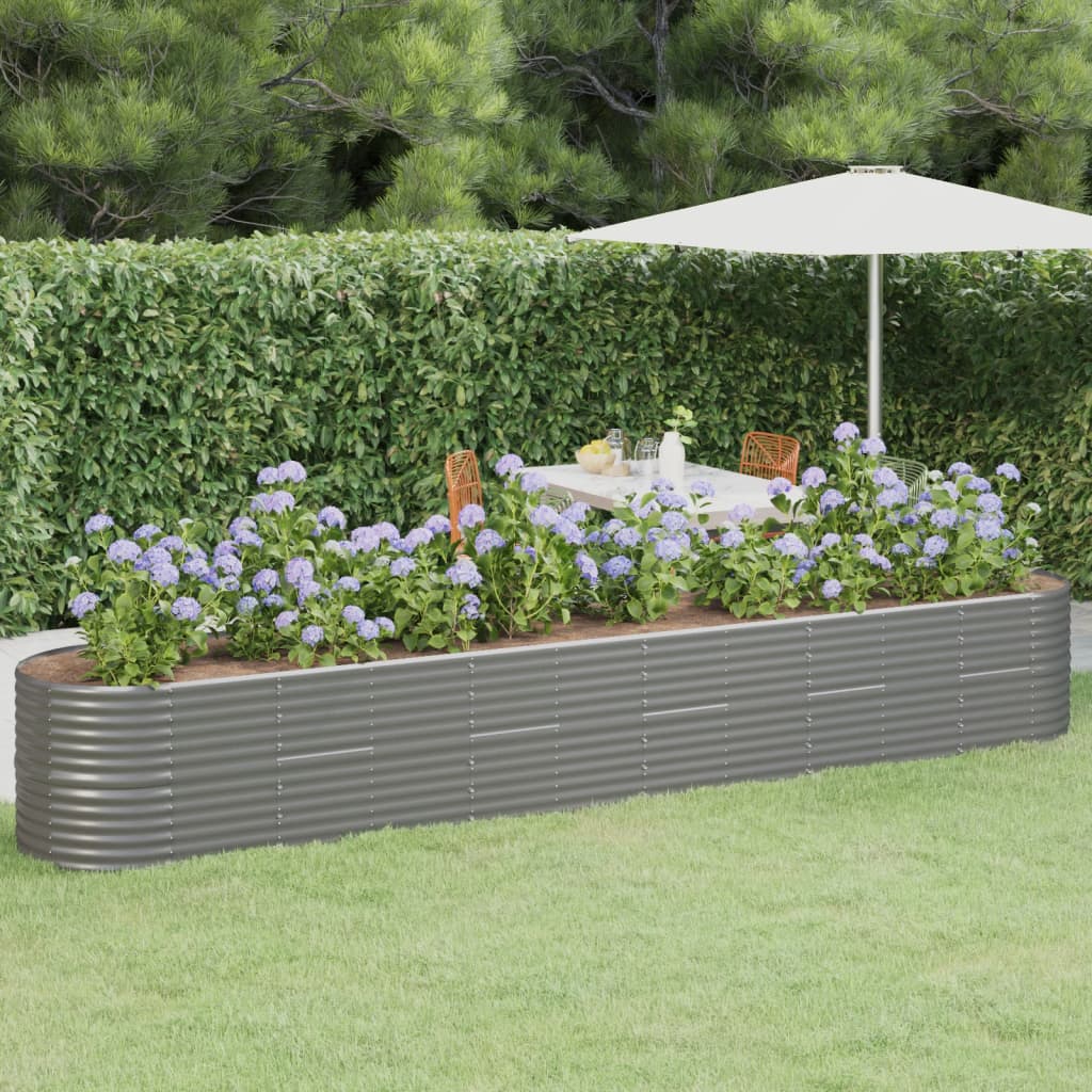 Raised bed powder-coated steel 440x80x68 cm grey