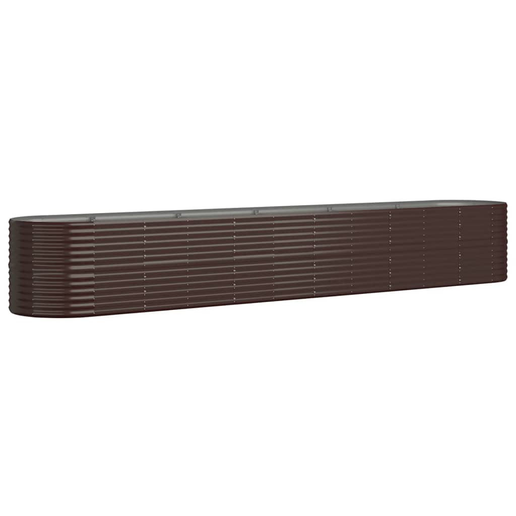 Raised bed powder-coated steel 440x80x68 cm brown