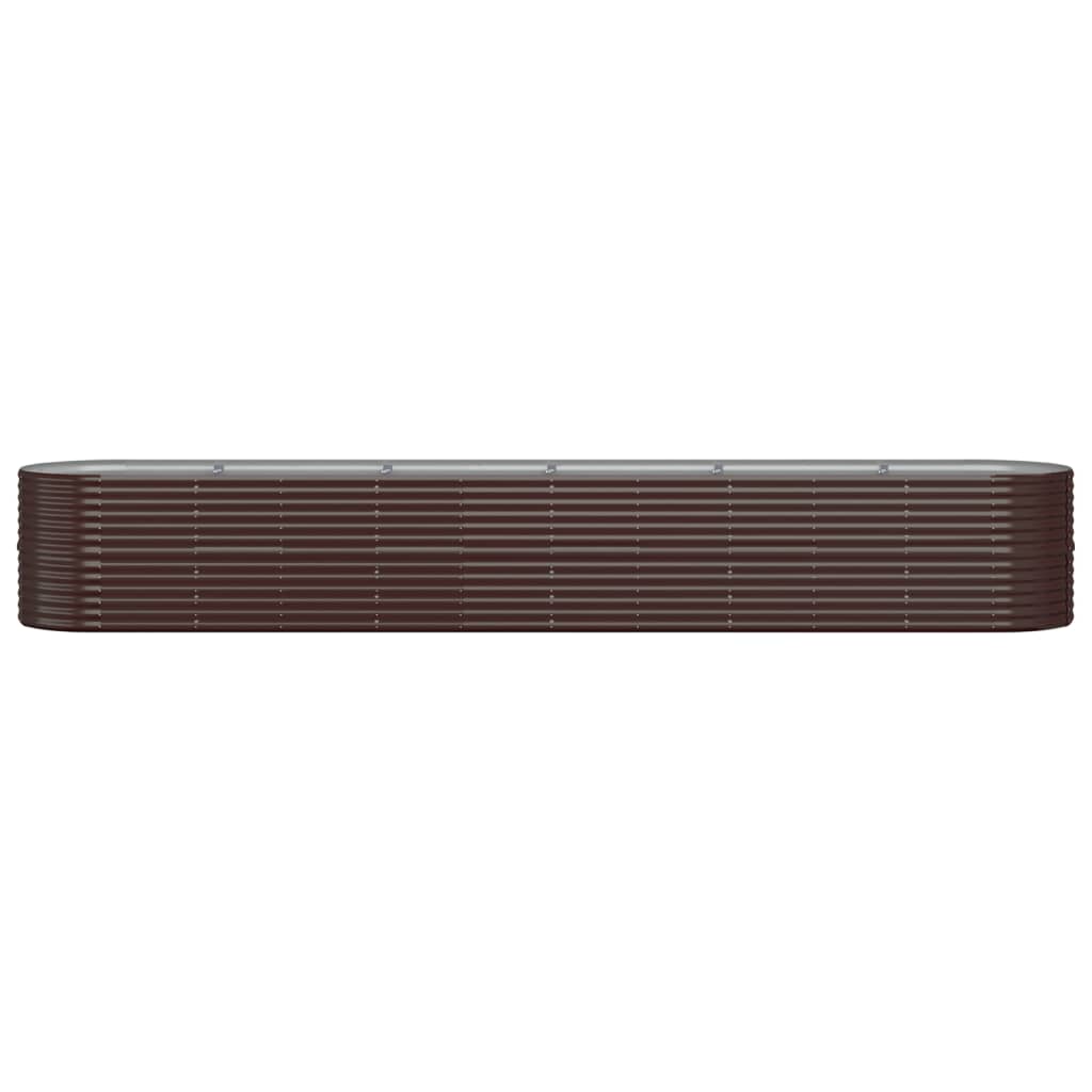 Raised bed powder-coated steel 440x80x68 cm brown