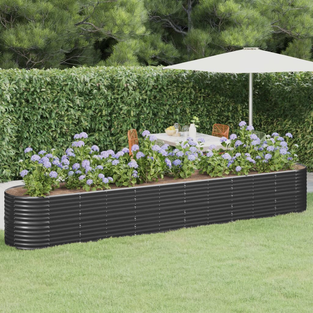 Raised bed powder-coated steel 440x80x68 cm anthracite