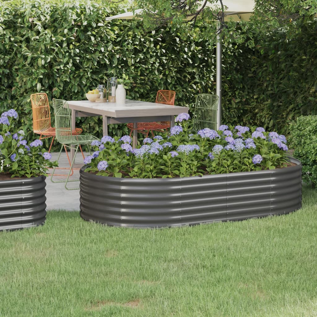 Raised bed powder-coated steel 175x100x36 cm grey