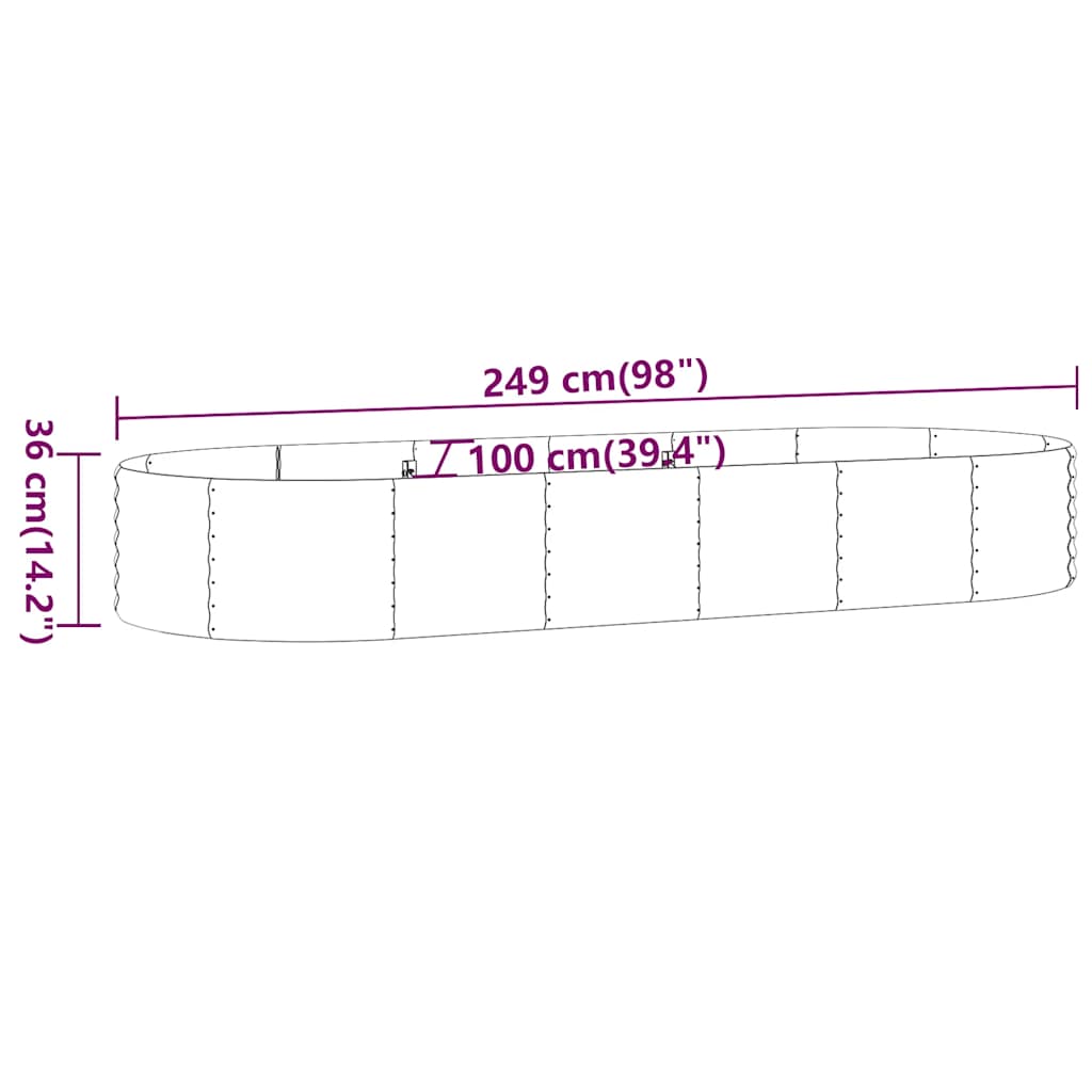 Hochbeet Verzinkter Stahl 249x100x36 cm Anthrazit