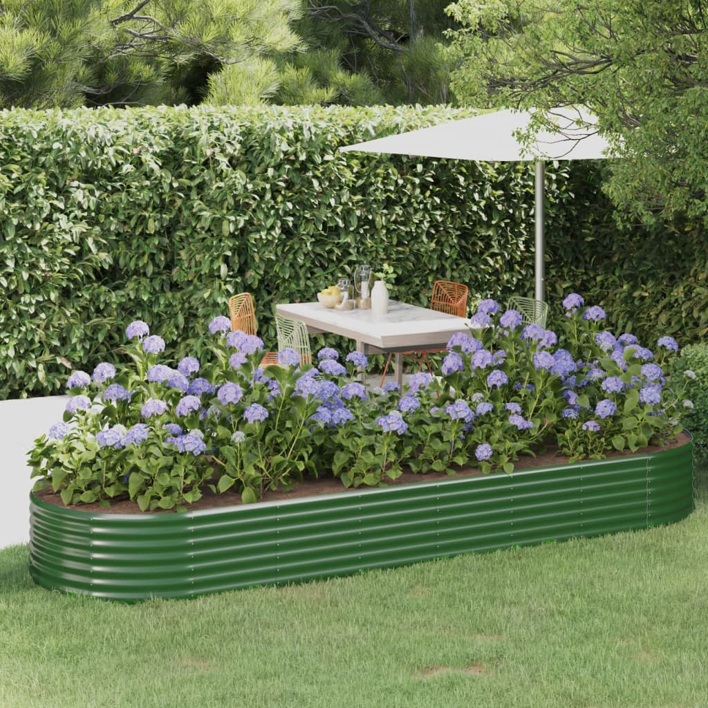Raised bed powder-coated steel 322x100x36 cm green