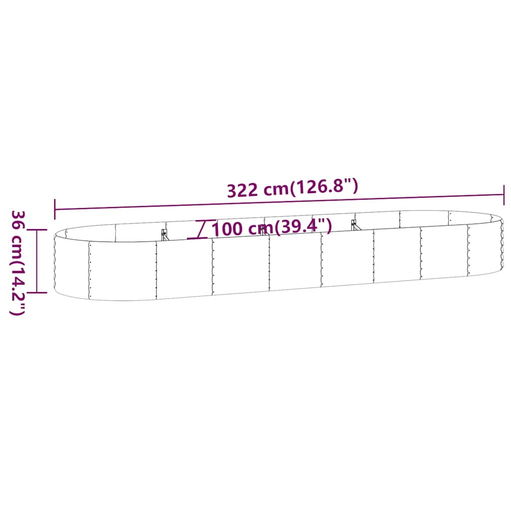 Hochbeet Verzinkter Stahl 322x100x36 cm Anthrazit