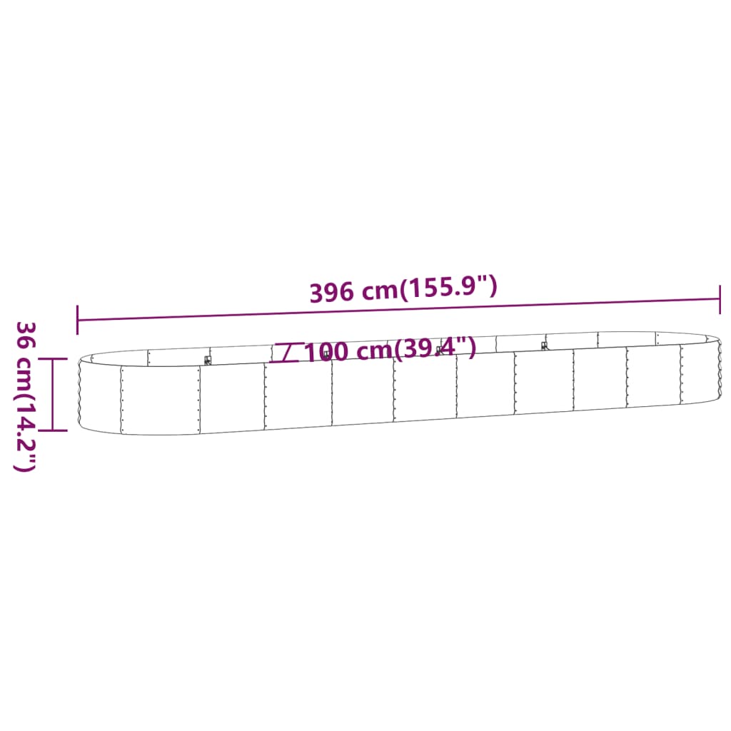Hochbeet Verzinkter Stahl 396x100x36 cm Anthrazit