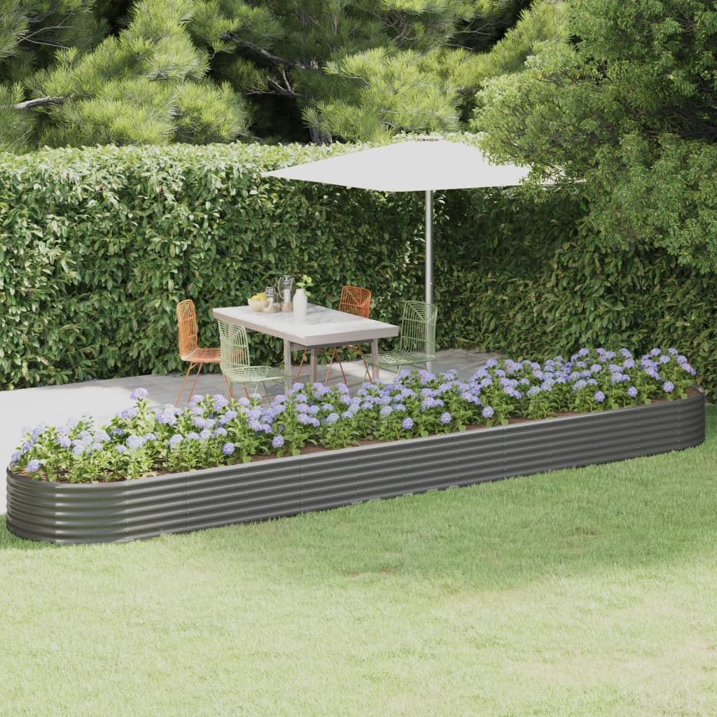 Raised bed powder-coated steel 507x100x36 cm grey