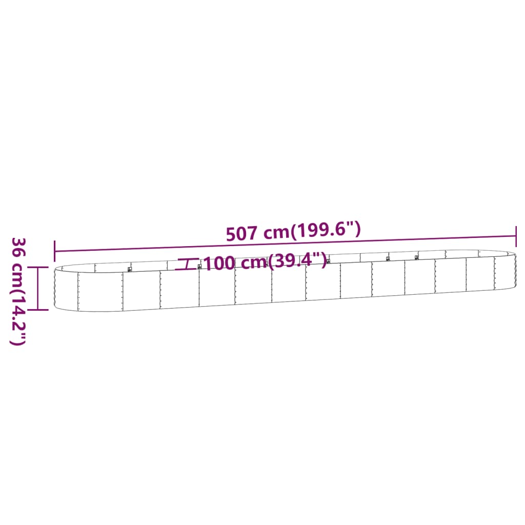 Hochbeet Verzinkter Stahl 507x100x36 cm Silbern