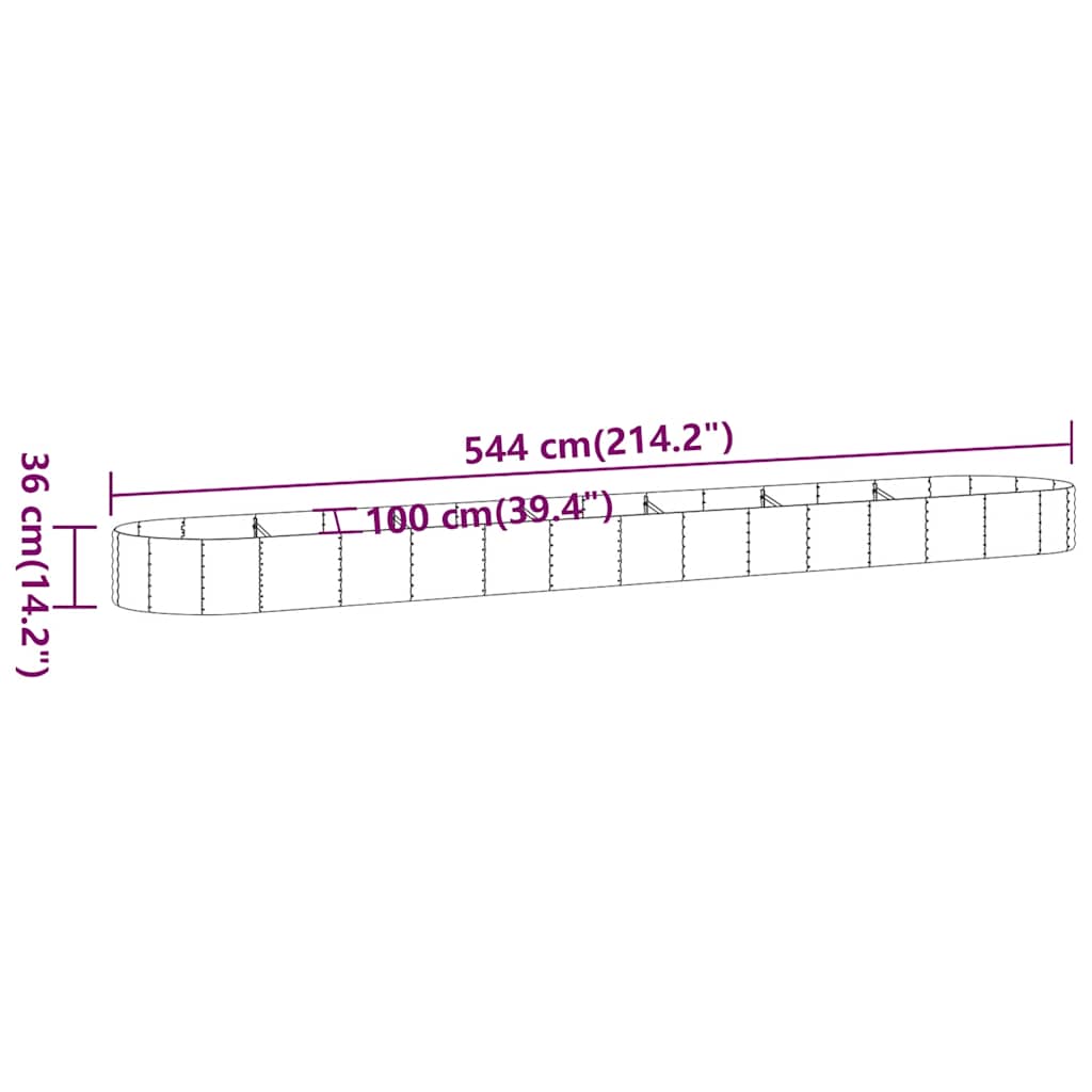 Hochbeet Verzinkter Stahl 544x100x36 cm Anthrazit