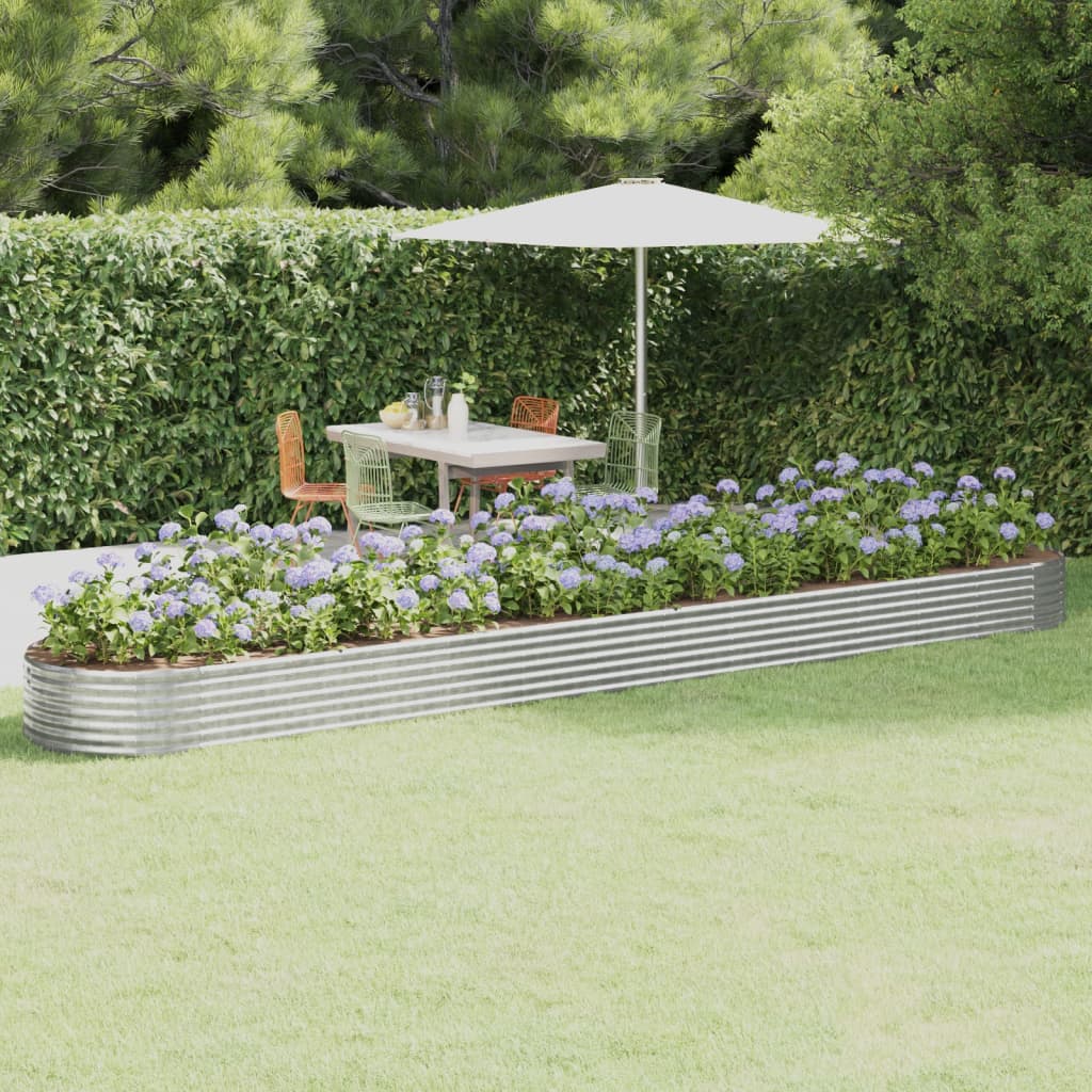 Raised bed powder-coated steel 544x100x36 cm silver