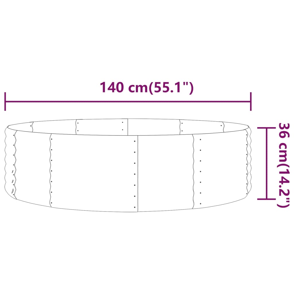 Hochbeet Verzinkter Stahl 140x140x36 cm Grau