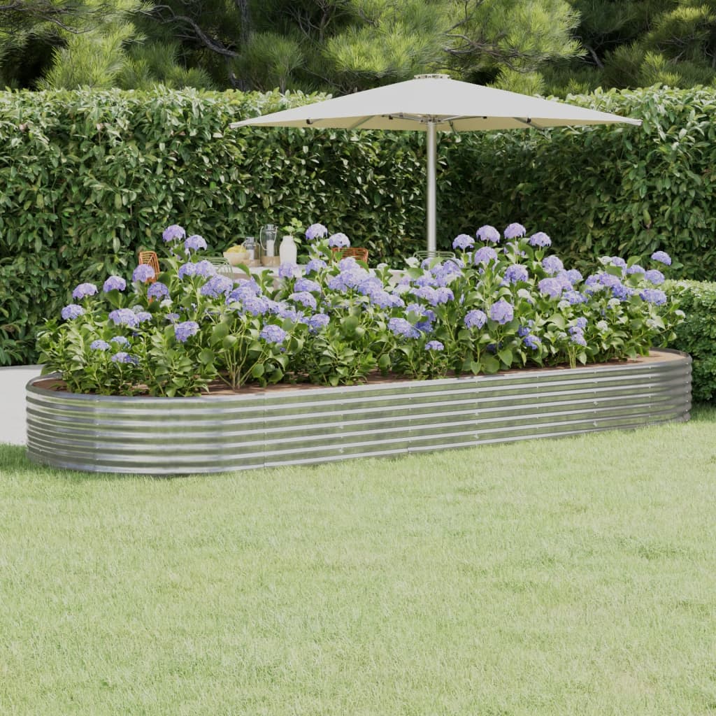 Raised bed powder-coated steel 373x140x36 cm silver