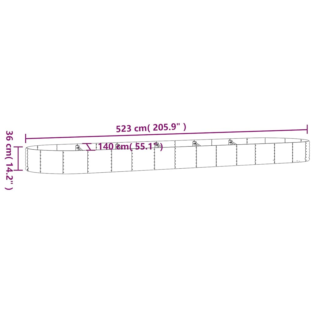 Hochbeet Verzinkter Stahl 523x140x36 cm Grau