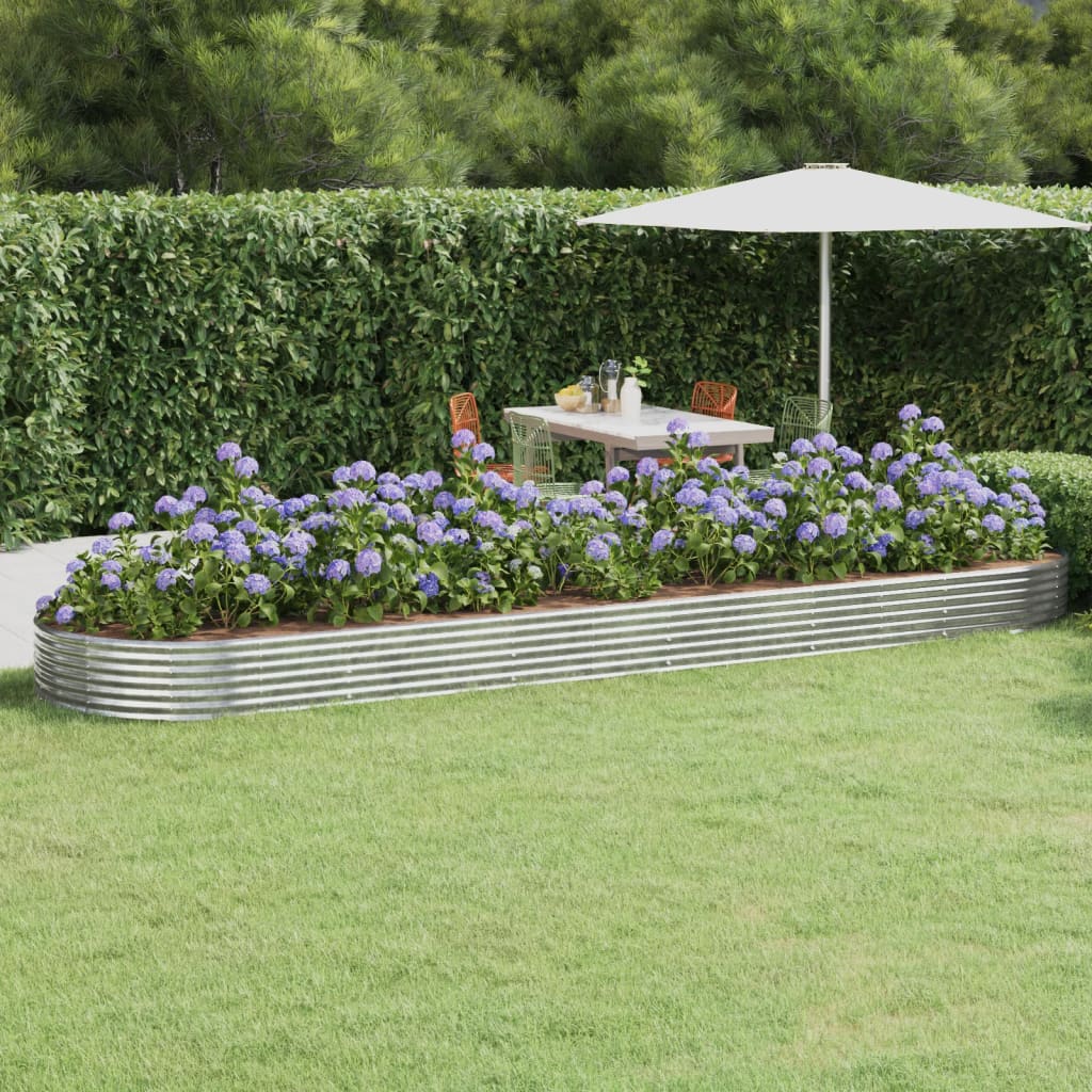 Raised bed powder-coated steel 523x140x36 cm silver