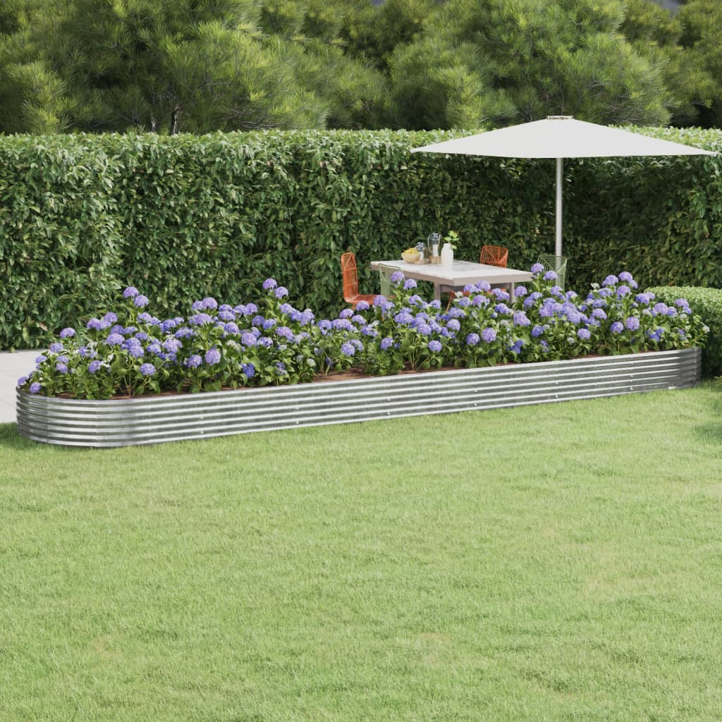 Raised bed powder-coated steel 600x140x36 cm silver