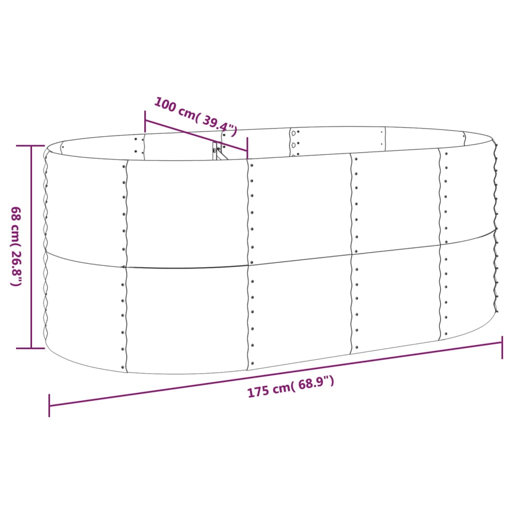 Raised bed powder-coated steel 175x100x68 cm anthracite
