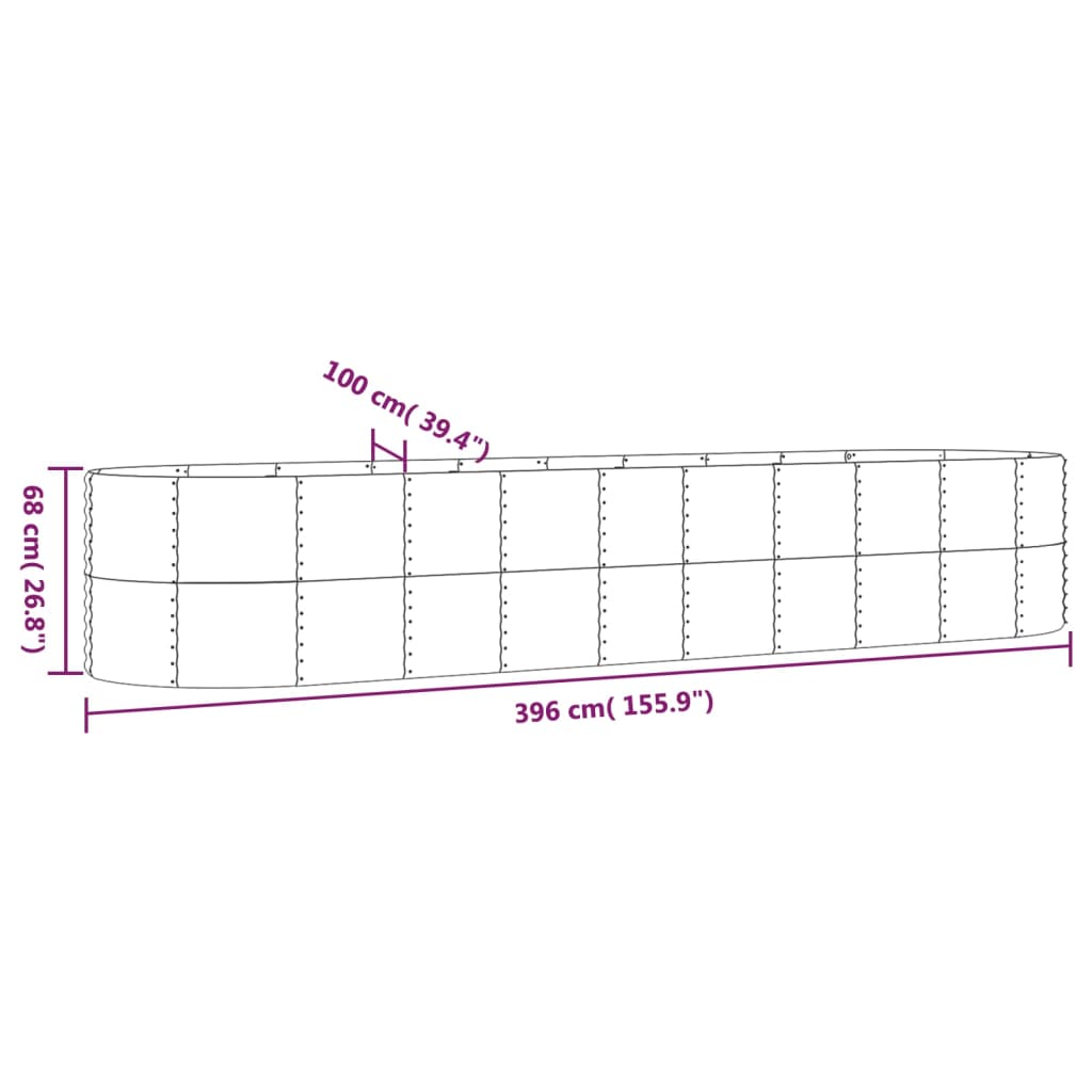 Hochbeet Verzinkter Stahl 396x100x68 cm Grau