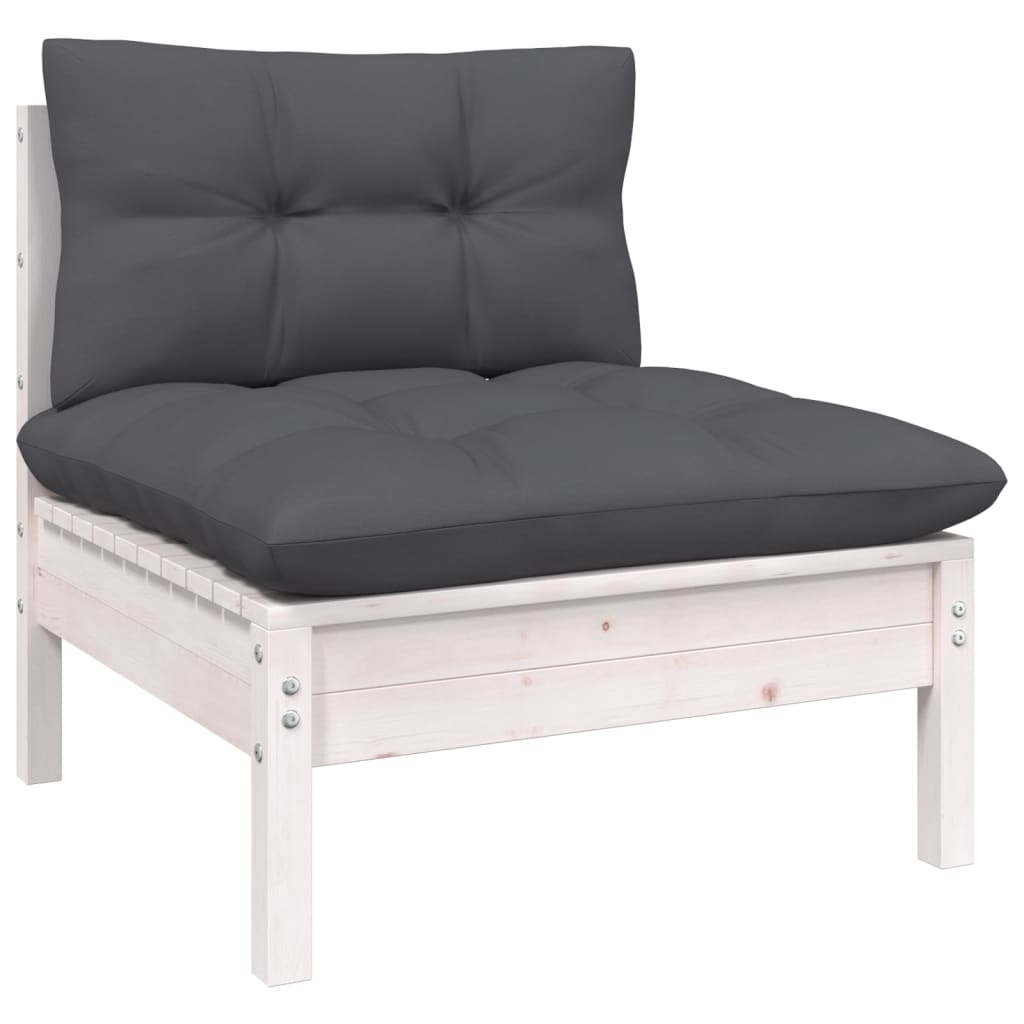 6-tlg. Garten-Lounge-Set mit Anthrazit Kissen Kiefernholz