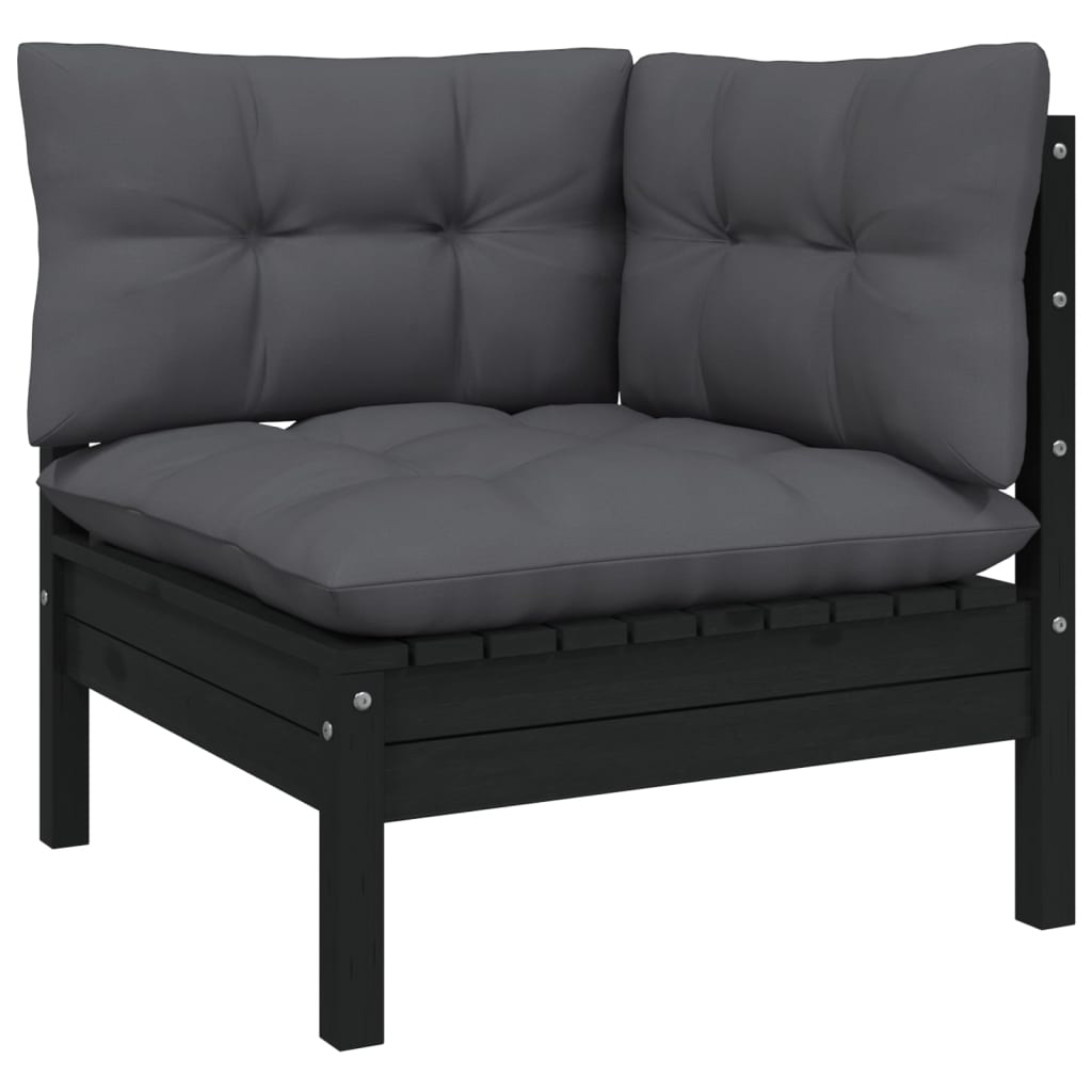 6-tlg. Garten-Lounge-Set mit Anthrazit Kissen Kiefernholz