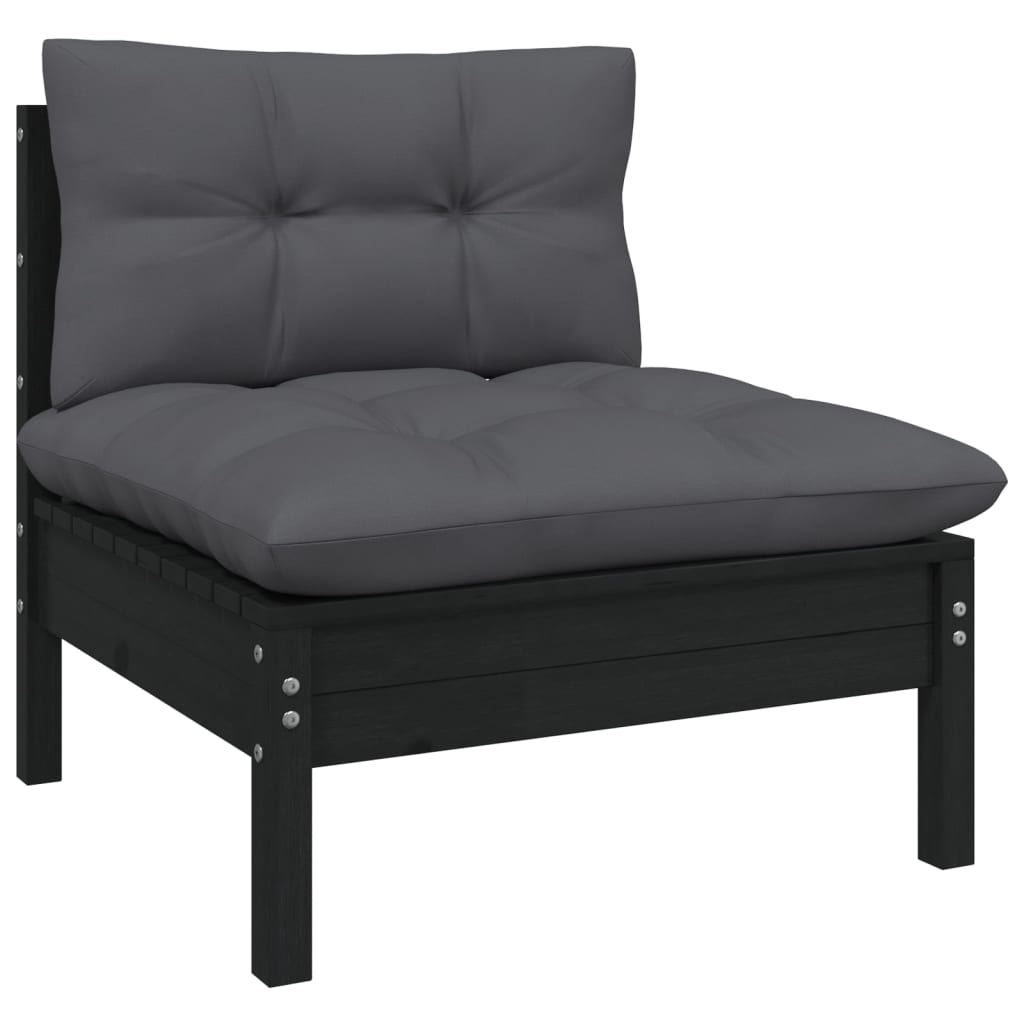 6-tlg. Garten-Lounge-Set mit Anthrazit Kissen Kiefernholz