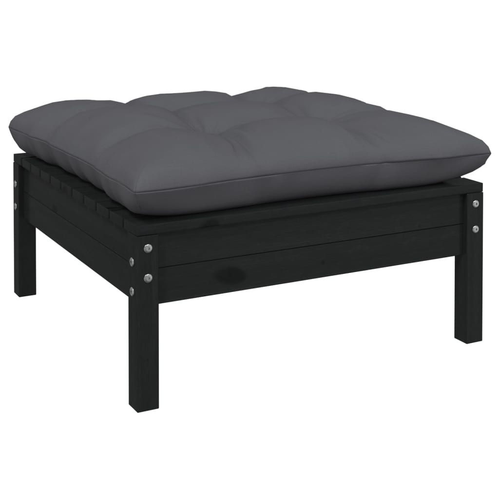 6-tlg. Garten-Lounge-Set mit Anthrazit Kissen Kiefernholz