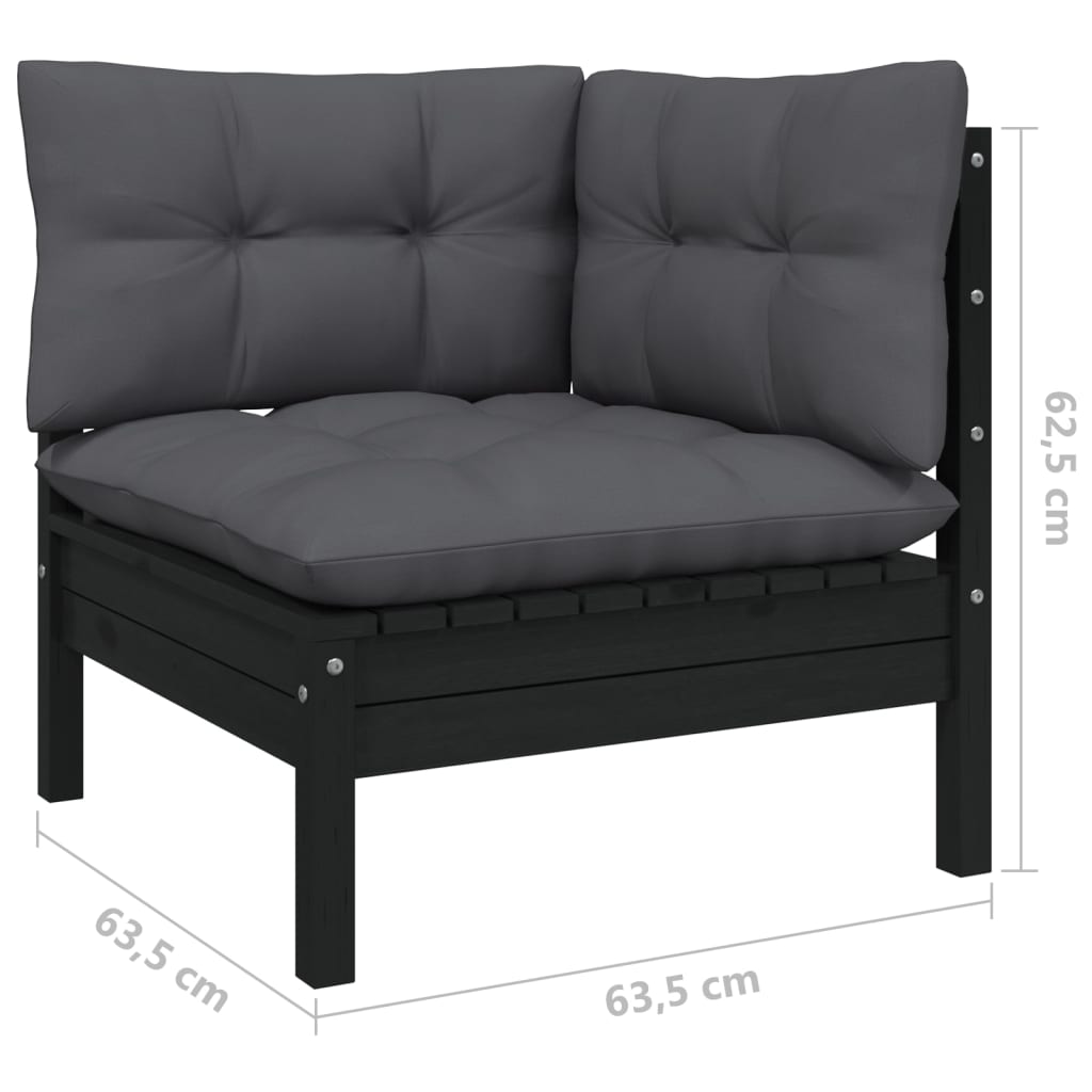 6-tlg. Garten-Lounge-Set mit Anthrazit Kissen Kiefernholz