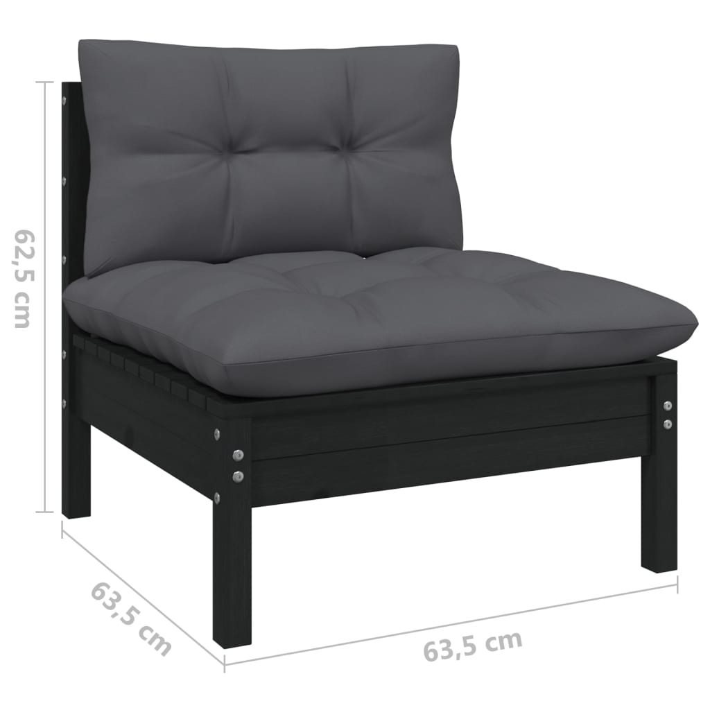 6-tlg. Garten-Lounge-Set mit Anthrazit Kissen Kiefernholz