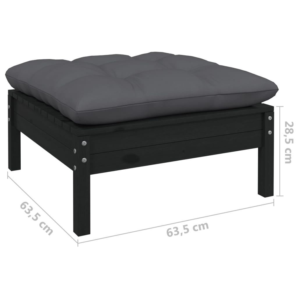 6-tlg. Garten-Lounge-Set mit Anthrazit Kissen Kiefernholz