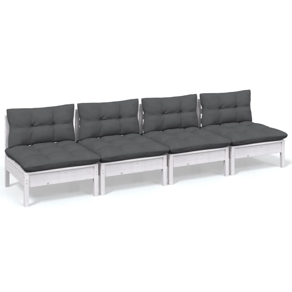 4-seater garden sofa with anthracite cushions solid pine wood
