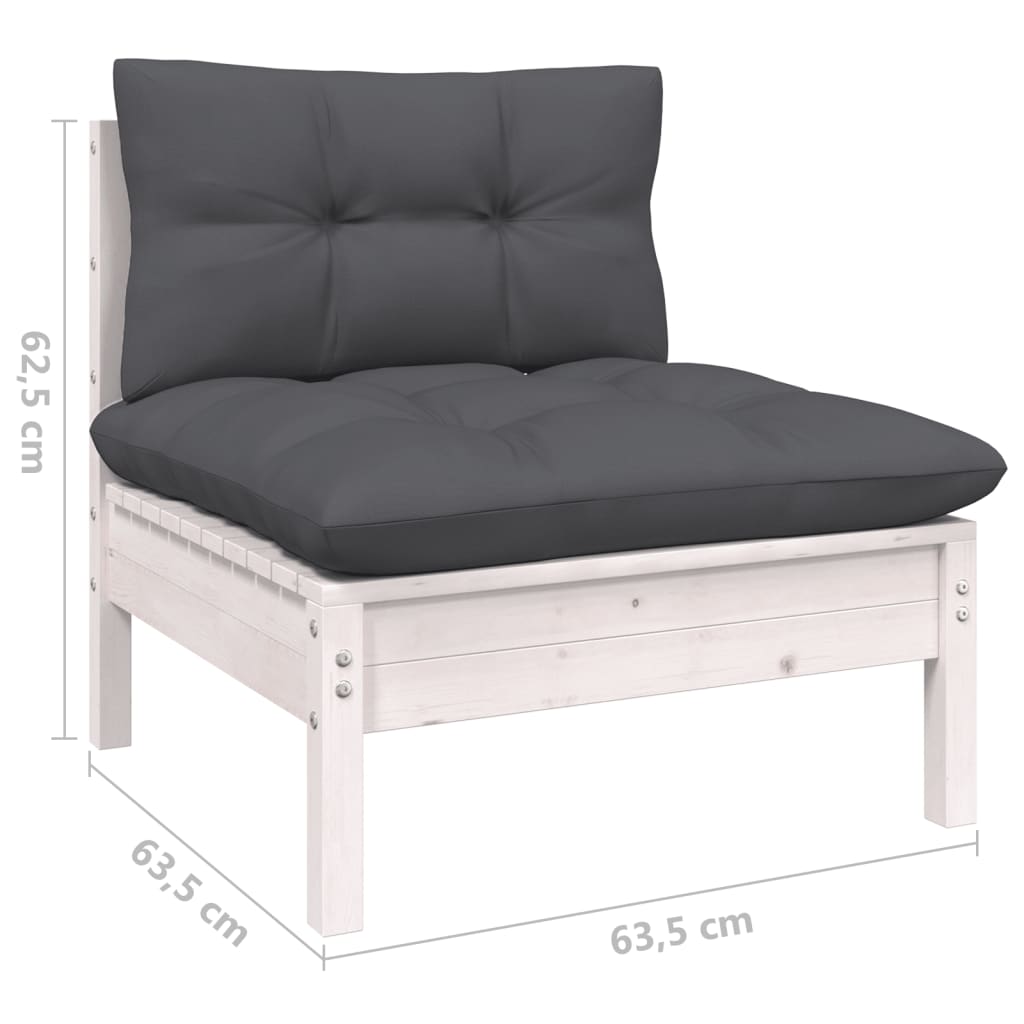 Salon de jardin 10 pièces avec coussins, en pin blanc massif