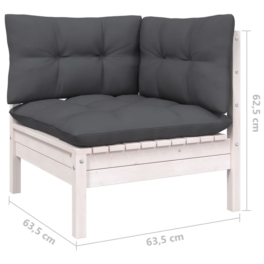 Salon de jardin 10 pièces avec coussins, en pin blanc