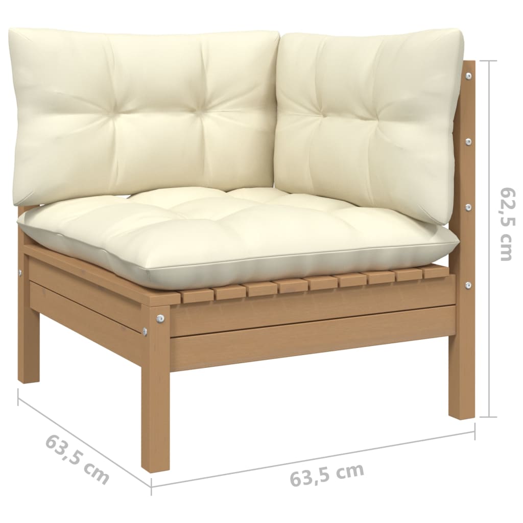 Salon de jardin 10 pièces avec coussins, en pin brun miel