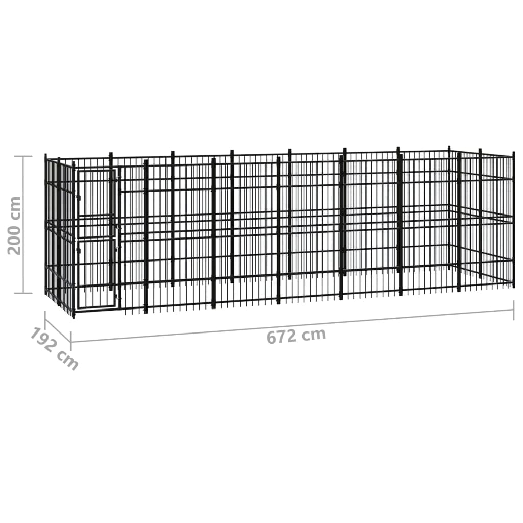 Niche d'extérieur en acier pour chien 12,9 m²