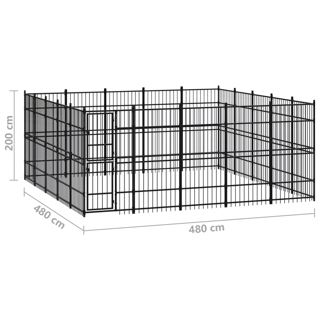 Niche extérieure en acier pour chien 23,04 m²
