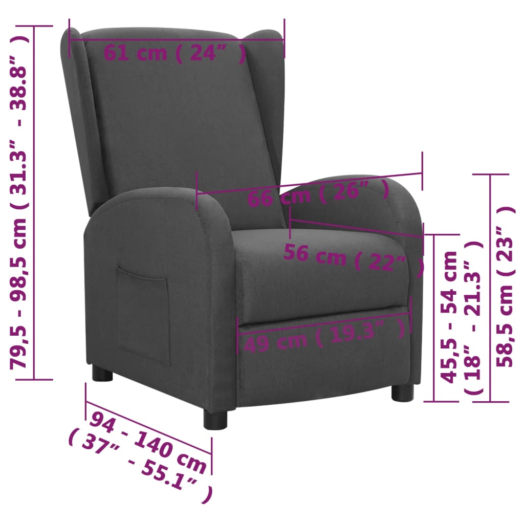 Relaxsessel Dunkelgrau Stoff