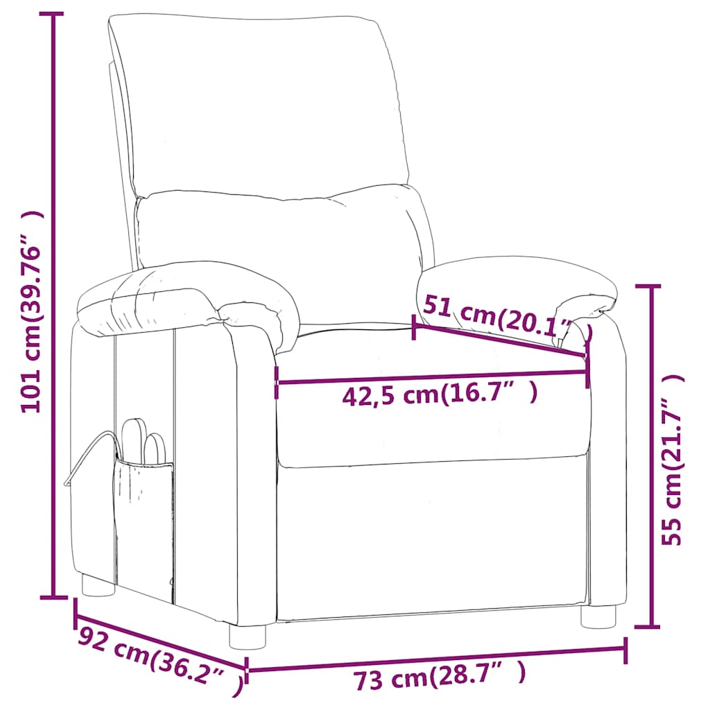 Massagesessel Dunkelbraun Stoff
