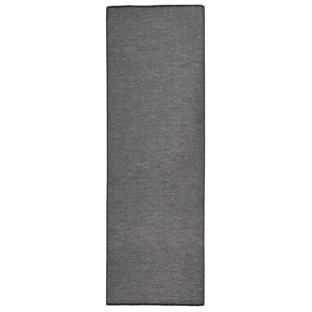 Outdoor rug flat weave 80x250 cm grey