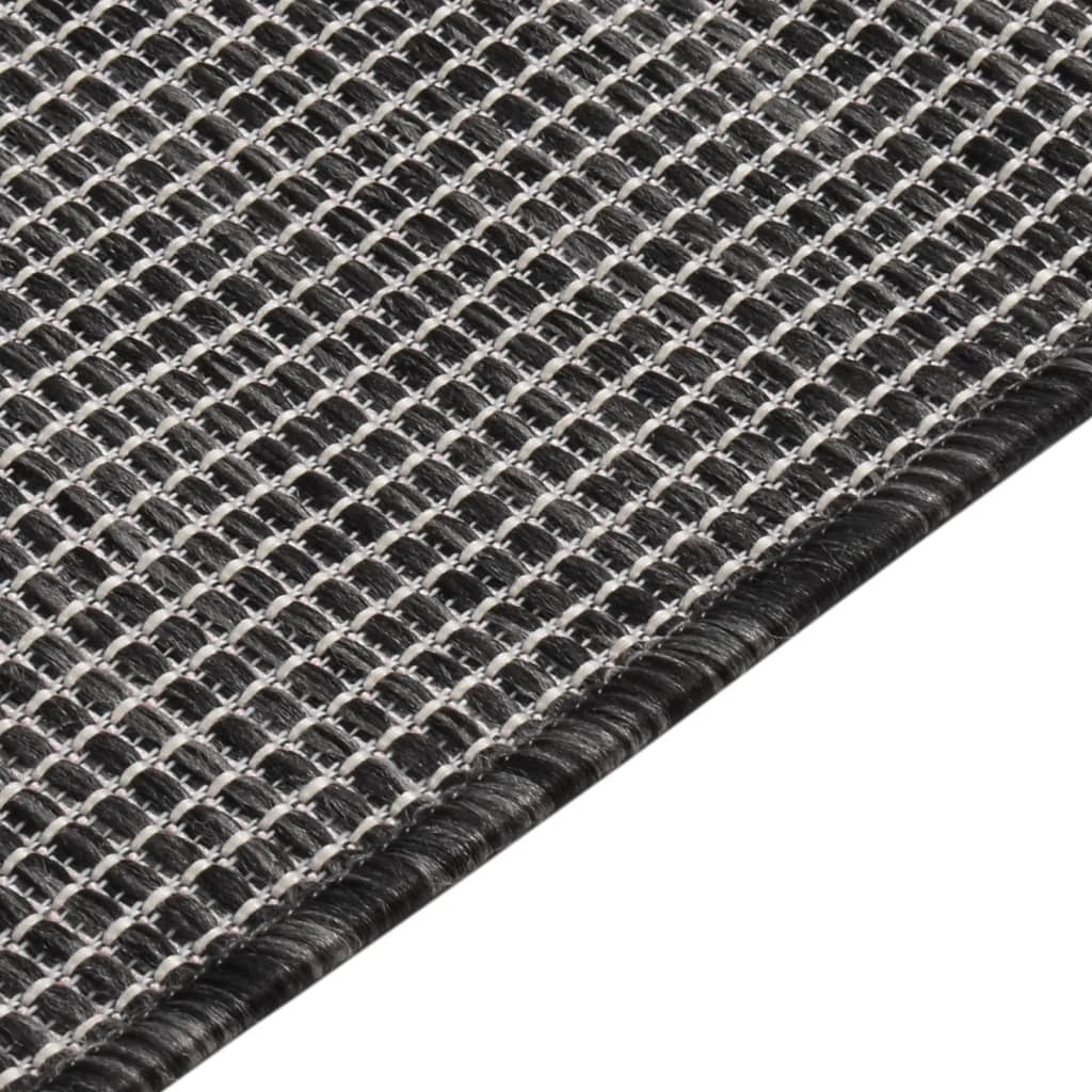 Outdoor rug flat weave 80x250 cm grey
