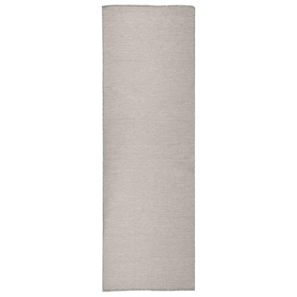 Outdoor rug flat weave 80x250 cm taupe