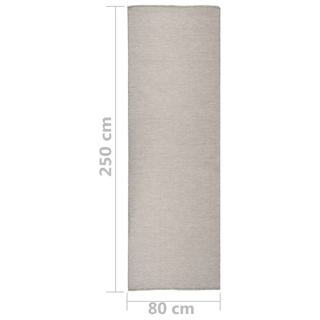 Outdoor rug flat weave 80x250 cm taupe