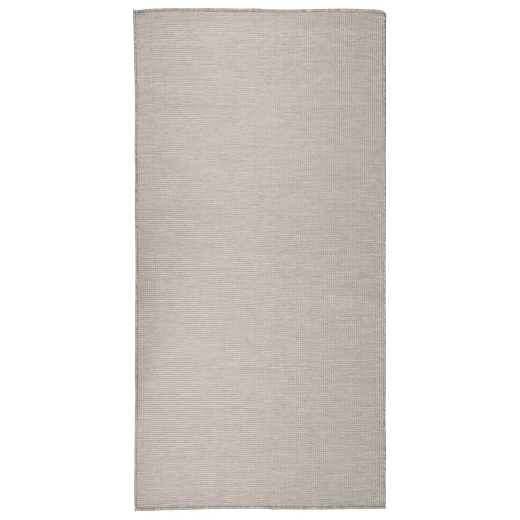 Tapis d'extérieur tissé plat 100x200 cm taupe