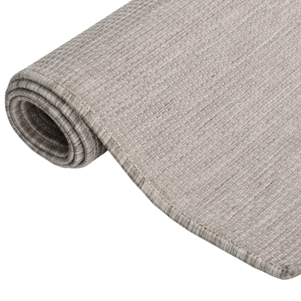 Tapis d'extérieur tissé plat 100x200 cm taupe
