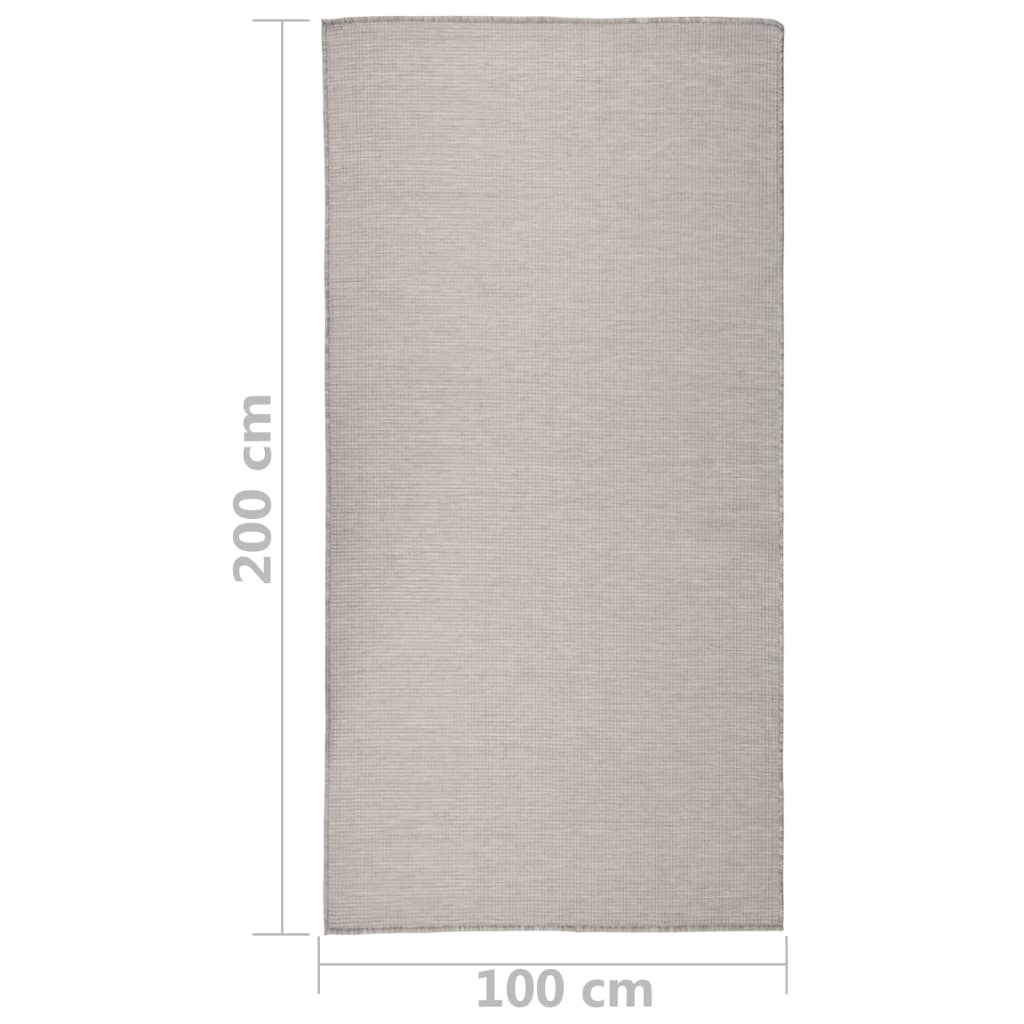 Tapis d'extérieur tissé plat 100x200 cm taupe